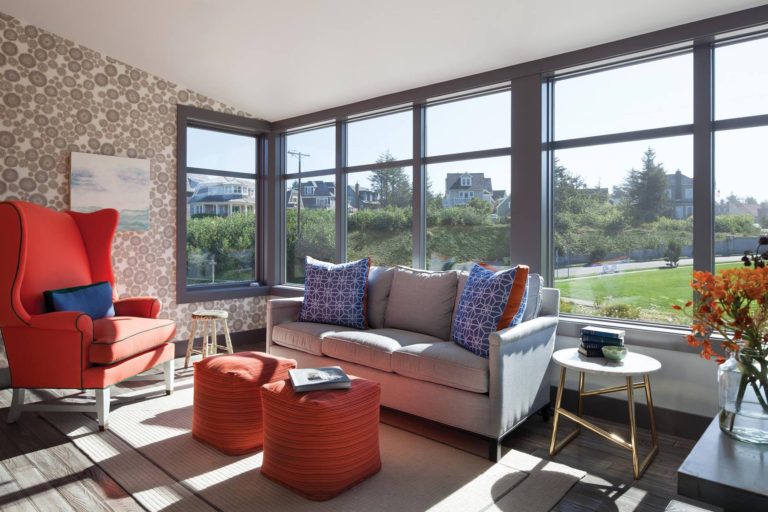Living Room With Big Casement Windows