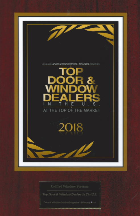 awards - Unified Home Remodeling 2018 Top Door & Window Dealer