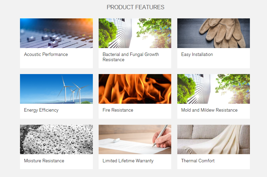 Insulation Product Features