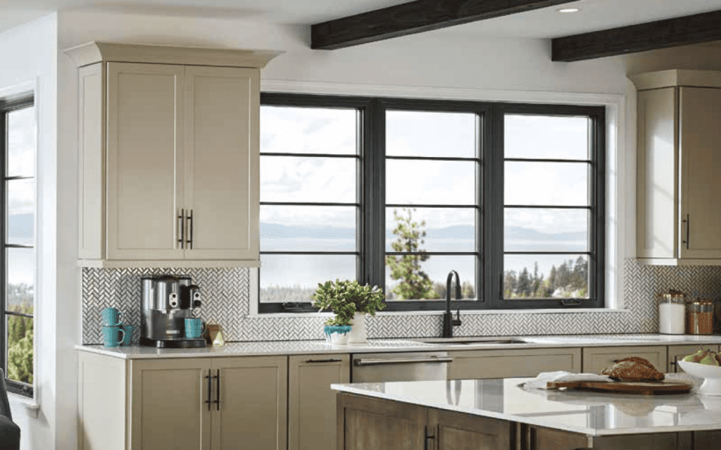 "Andersen 100 Series windows installed in Long Island kitchen, showcasing durability and design versatility"