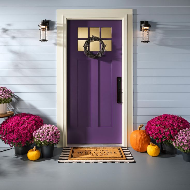 lilac-colored entry door