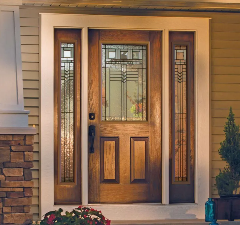 Woodgrain Fiberglass Entry Door with Sidelites