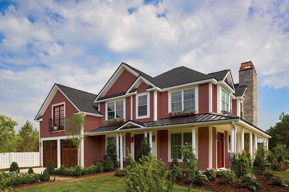 CertainTeed Siding - Unified Home Remodeling CertainTeed's Monogram siding in Autumn Red on Patchogue home